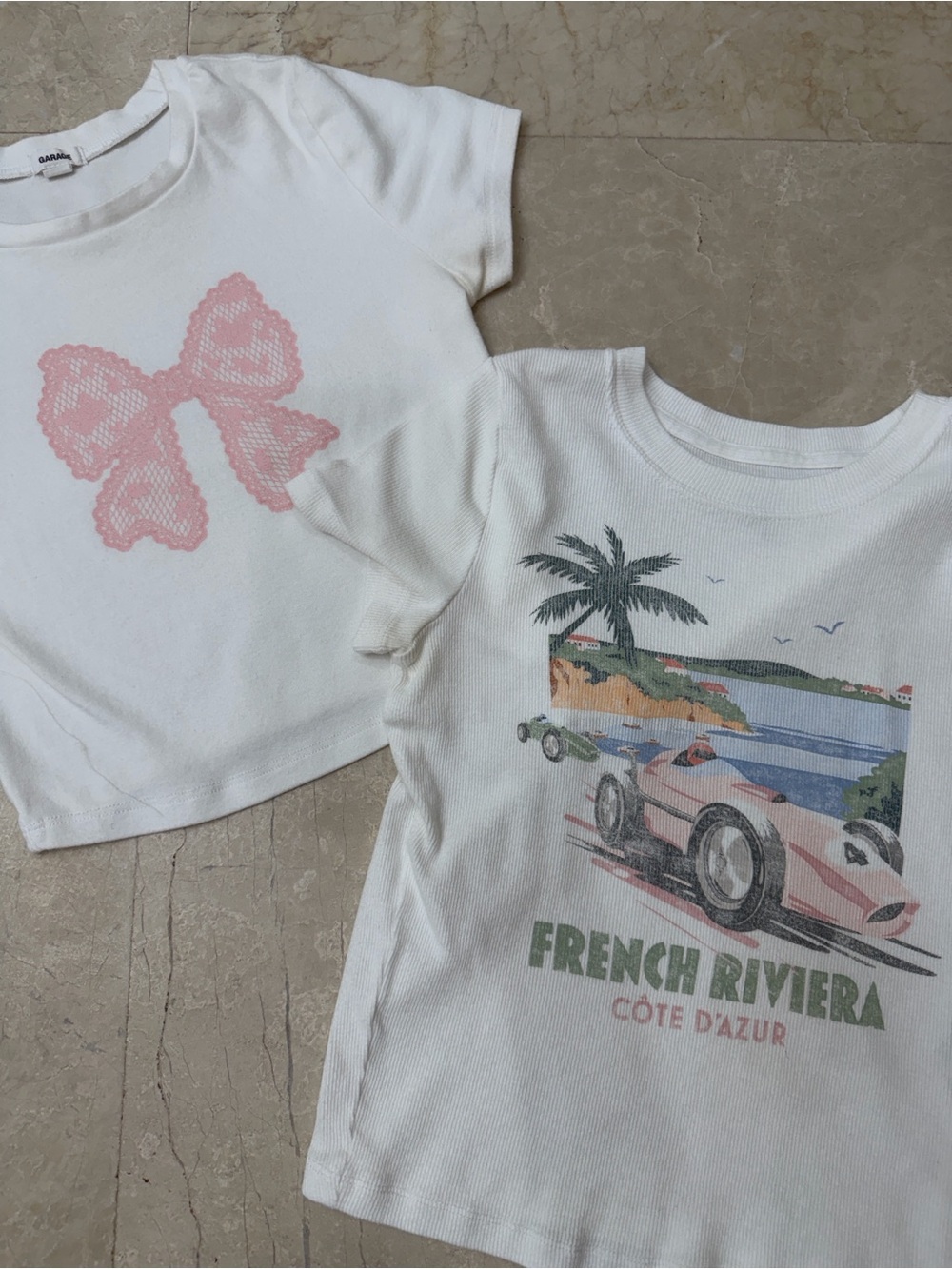 Hollister White Crop Top with Pink Bow Graphic